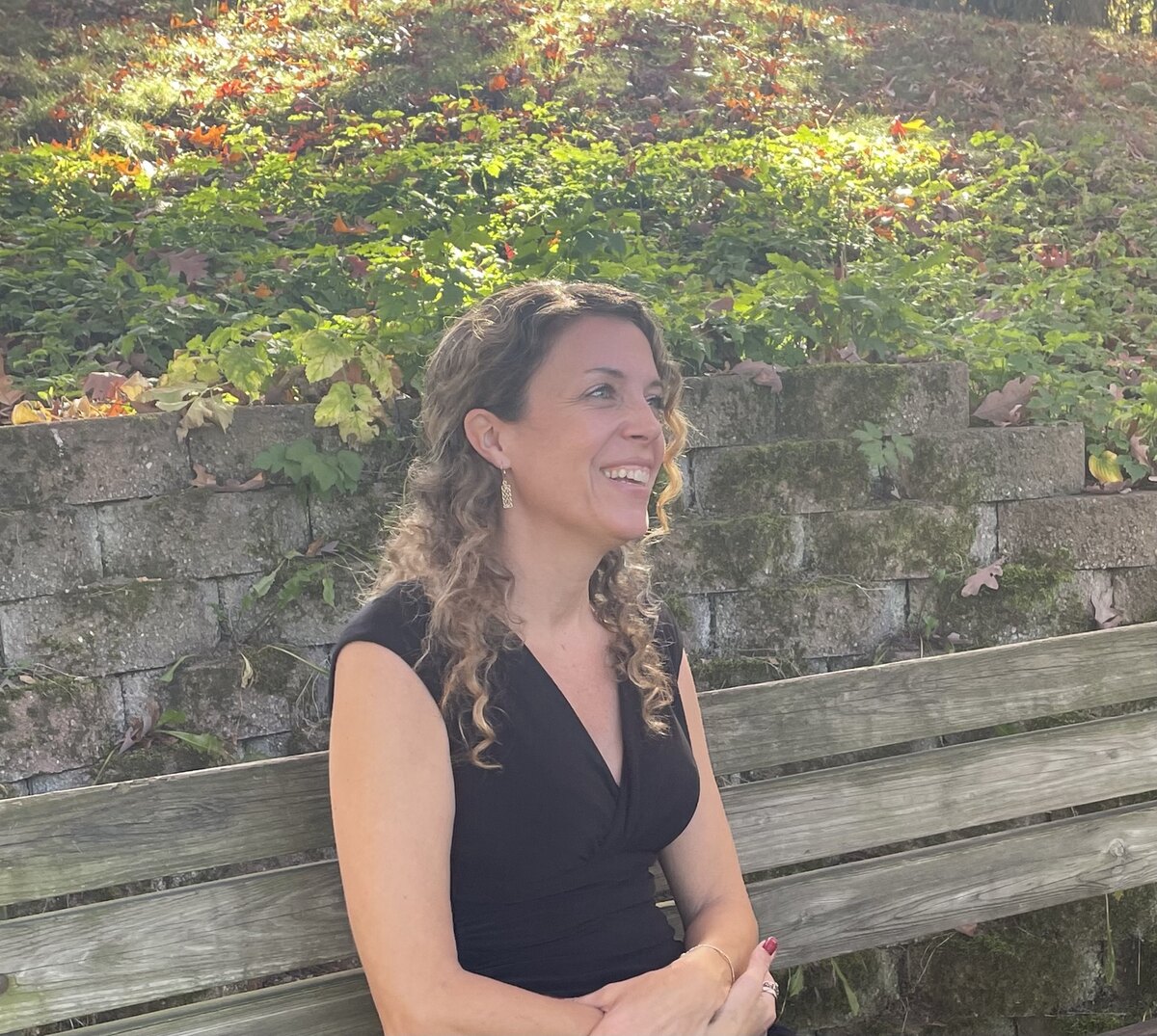Mandy laughing outside